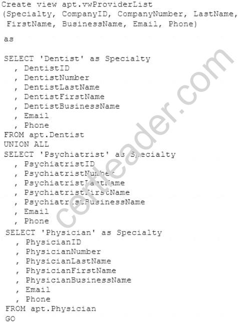 70-461 dumps exhibit